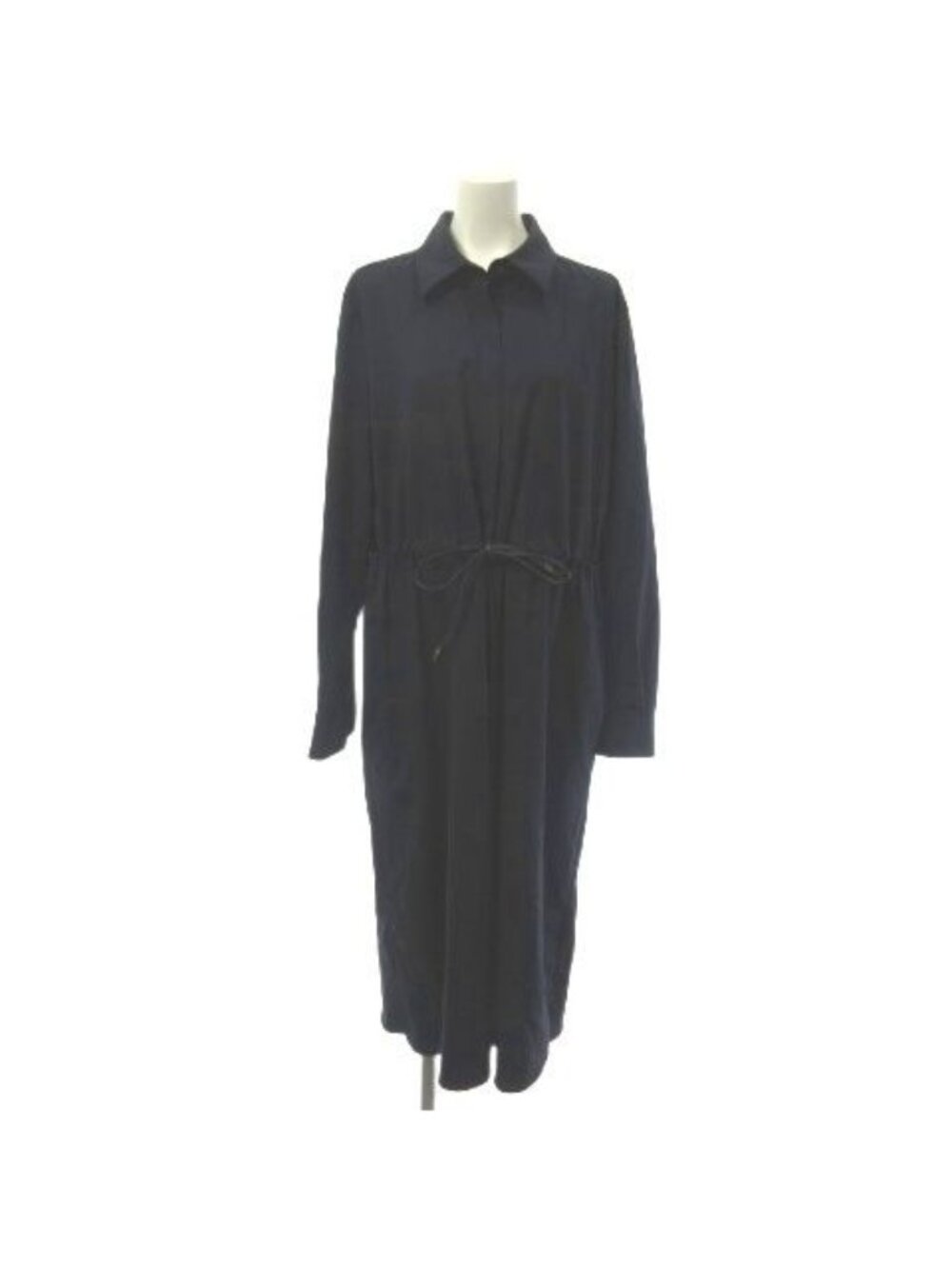 Max Mara Dress Long Waist Mark Long Sleeve Navy 40